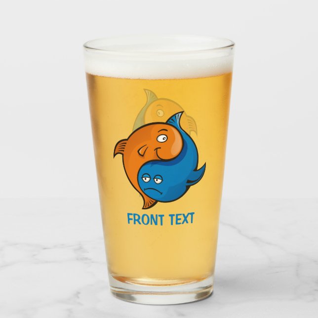 Copo De Pint Yin Yang Fish Cartoon (Frente (Preenchido))