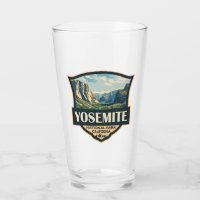 Yosemite National Park Illustration Retro Crachá