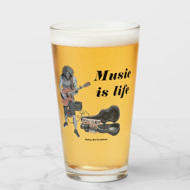 Copo De Pint Zombie Guitar Rock Musical Fantasy Art Cup (Frente (Preenchido))