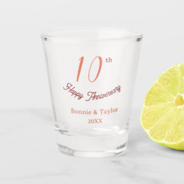 Copo De Shot 10th wedding anniversary peach pastel name retro b