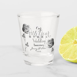 Copo De Shot 11 Casamento Aniversário com Rosas de Aço