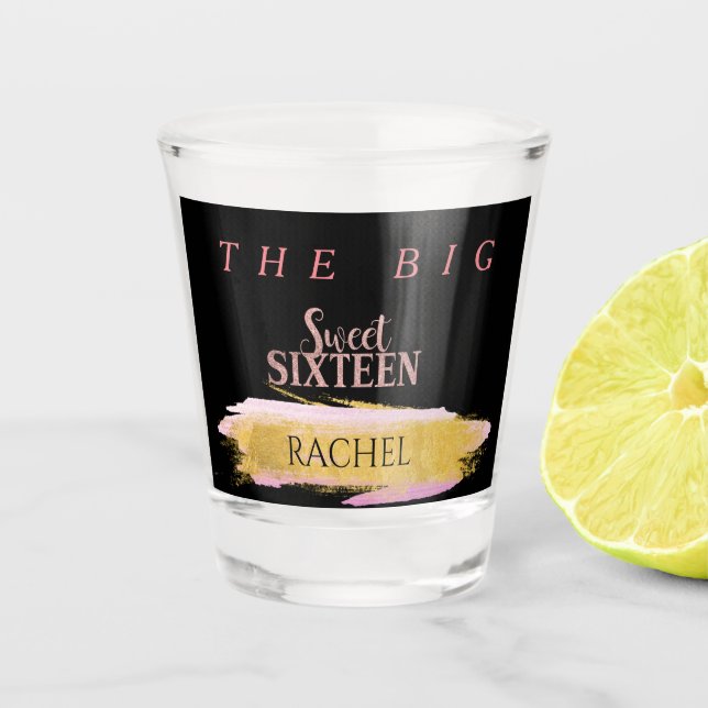 Copo De Shot 16.º Aniversário - Vidro Personalizado (Frente)