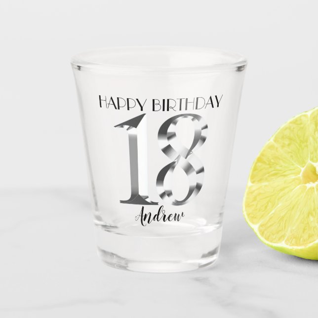 Copo De Shot 18 anos de Prata Metálica (Frente)