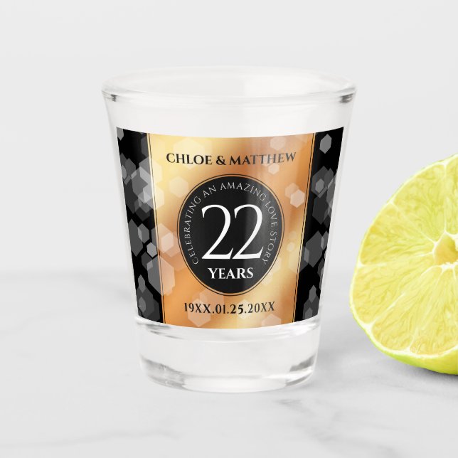 Copo De Shot 22º aniversário do Casamento de Cobre (Frente)