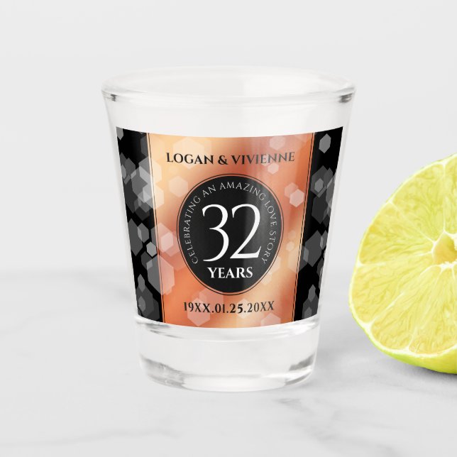 Copo De Shot 32º aniversário de casamento em Bronze (Frente)