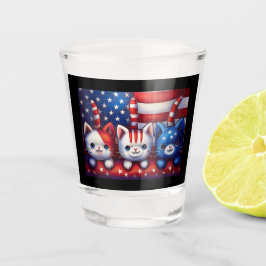 Copo De Shot 3 Patriotic Kittens With American Flag