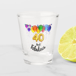 Copo De Shot 40 e balões fabulosos de aniversário