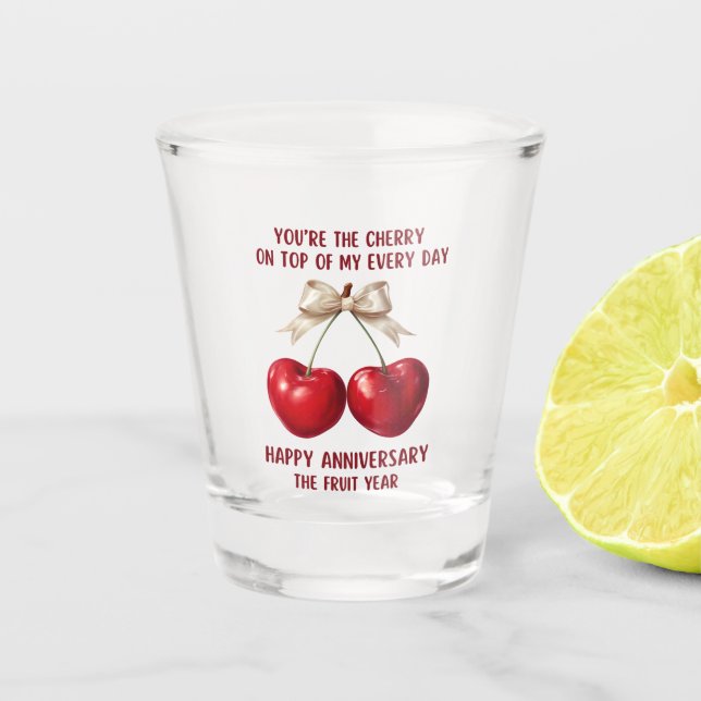 Copo De Shot 4th Anniversary Card, Fruit Anniversary Ornament (Frente)