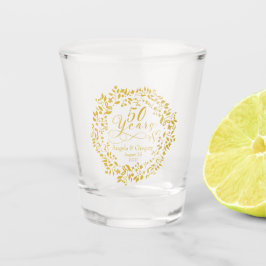 Copo De Shot 50º aniversário do casamento Dourado Wreath Hearts