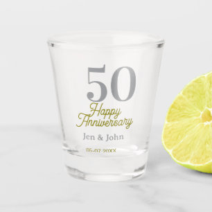 Copo De Shot 50º nome data feliz aniversário prata ouro data