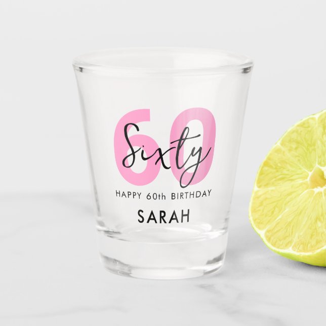 Copo De Shot 60.º aniversário do Elegante Moderno Sessenta Rosa (Frente)