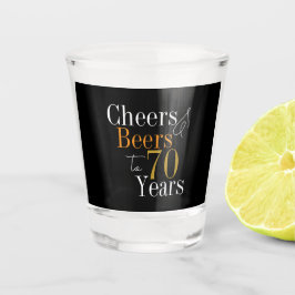 Copo De Shot 70th Birthday Cheers Beers Black Gold Party Favor 
