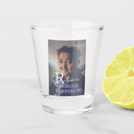 Copo De Shot 80 de aniversário da foto adicione nome data roxo