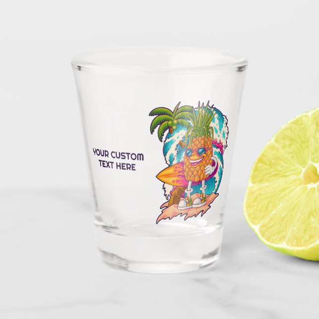 Copo De Shot Abacaxi de Surfe de Texto Personalizado (Frente)