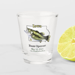 Copo De Shot Abertura Personalizada do Lago/Data de Iowa Bass