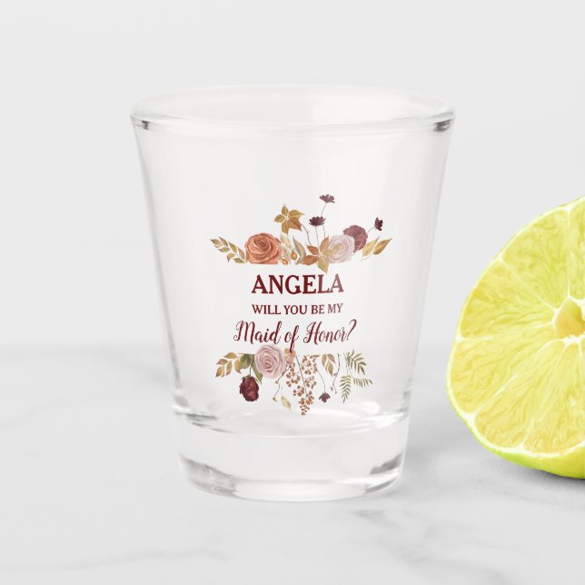 Copo De Shot Abóbora Floral de Outono Rústico (Frente)