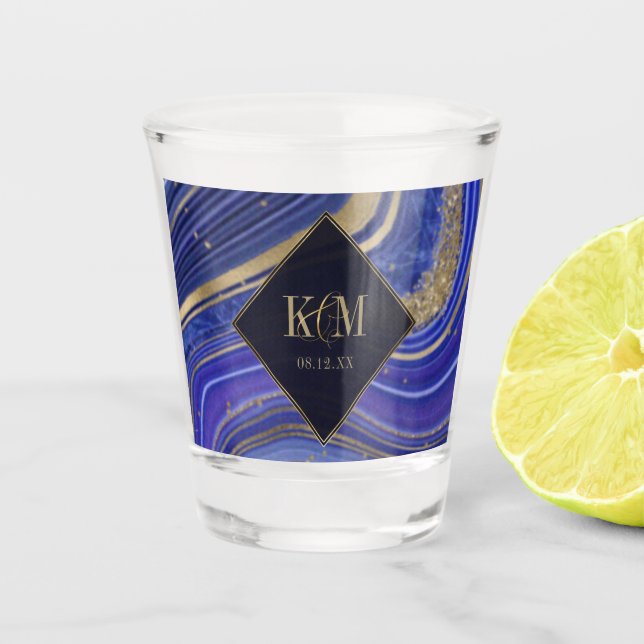 Copo De Shot Abstrato Agate Wedding Midnight ID827 (Frente)