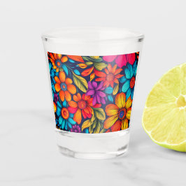 Copo De Shot Abstrato Floral Colorida nº 902 -