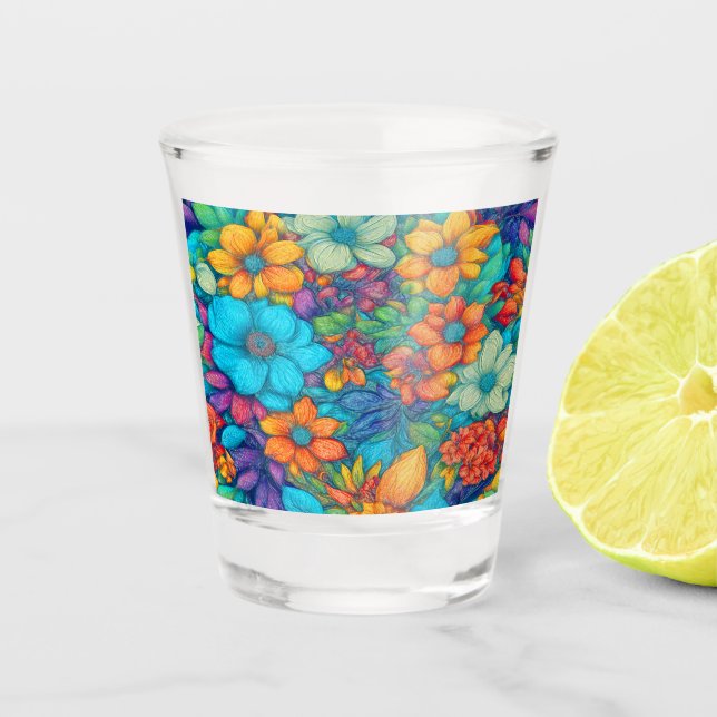 Copo De Shot Abstrato Floral nº 90 (Frente)