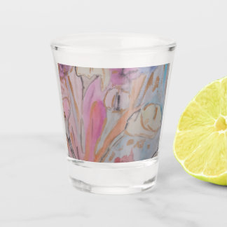 Copo De Shot Abstrato Pastel Floral