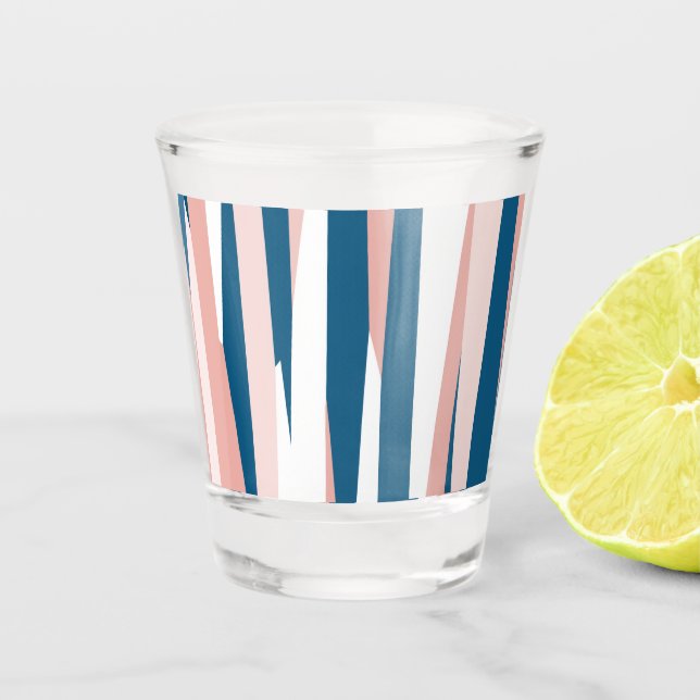 Copo De Shot Abstrato rosa azul e branco (Frente)