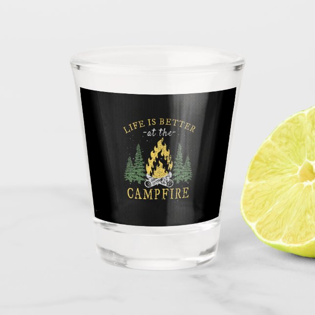 Copo De Shot Acampamento - A Vida É Melhor Pelo Foguete (Frente)