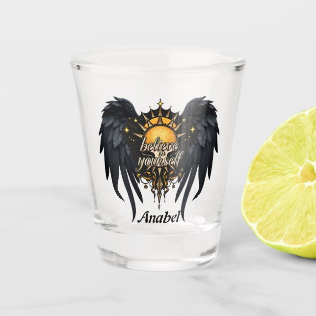 Copo De Shot Acredite em si mesmo, uma carta (Frente)