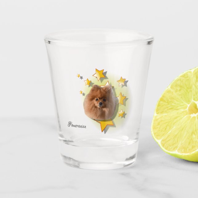 Copo De Shot Adorable Tiny Red Pomeranian é uma estrela (Frente)