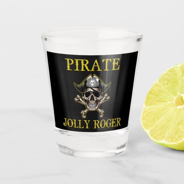 Copo De Shot Adulto do Partido Pirata JOLLY ROGER DOURADO (Frente)