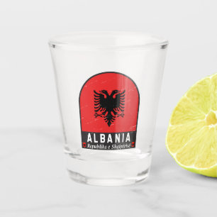 Copo De Shot Albânia Flag Emblem angustiado