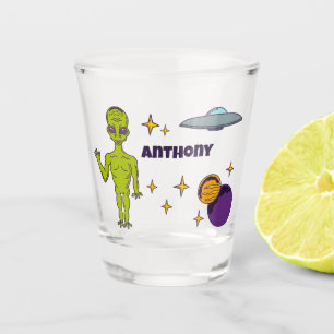 Copo De Shot Alienígena Espacial com Saucer Voador Personalizad