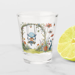 Copo De Shot Aliens no Jardim com flores silvestres