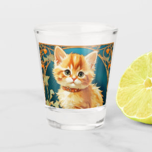 Copo De Shot Alphonse Mucha Art Nouveau Cat
