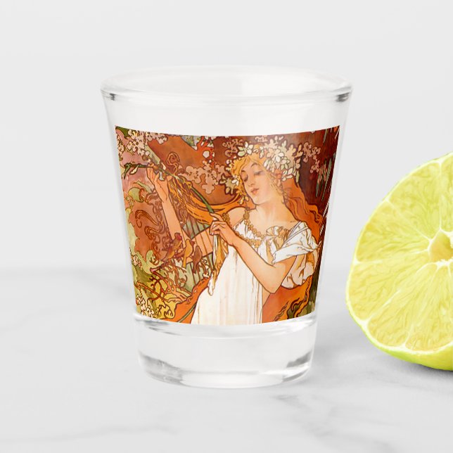 Copo De Shot Alphonse Mucha Art Nouveau Primavera (Frente)