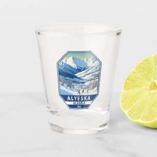 Copo De Shot Alyeska Alaska Winter Viagem Art Vintage