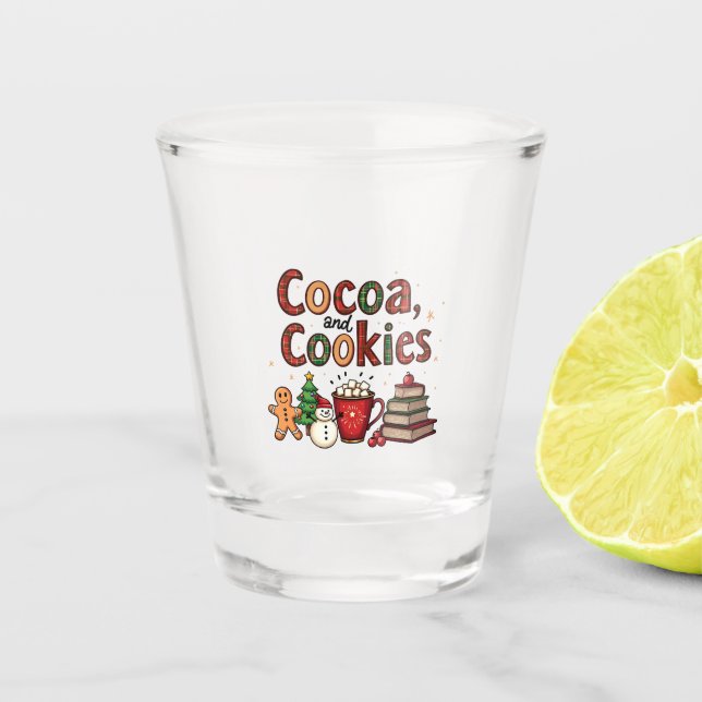 Copo De Shot Amantes de Natal de Cacau e Biscoitos (Frente)