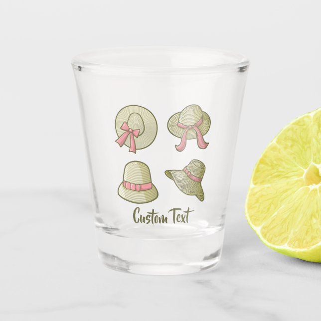 Copo De Shot Amarelo de Chapéus de Verão fêmeas (Frente)