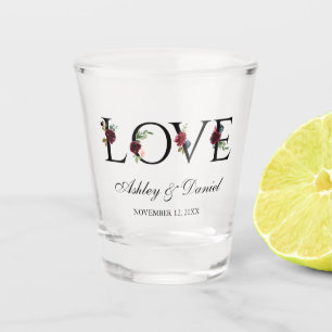 Copo De Shot Amor Casamento Azul Borgonha Floral