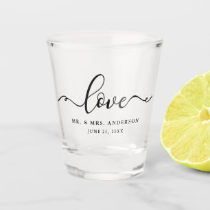 Copo De Shot Amor com Script De Caligrafia Elegante De Casament