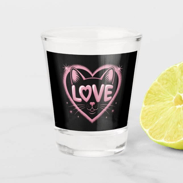 Copo De Shot Amor de Gato Brilhante (Frente)