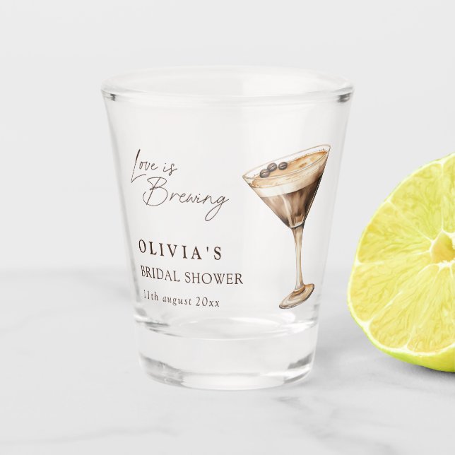 Copo De Shot Amor está Fervendo Chás de Bebê de Espresso Martin (Frente)