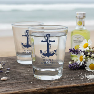 Copo De Shot Âncora de Onda Azul Casamento ID836