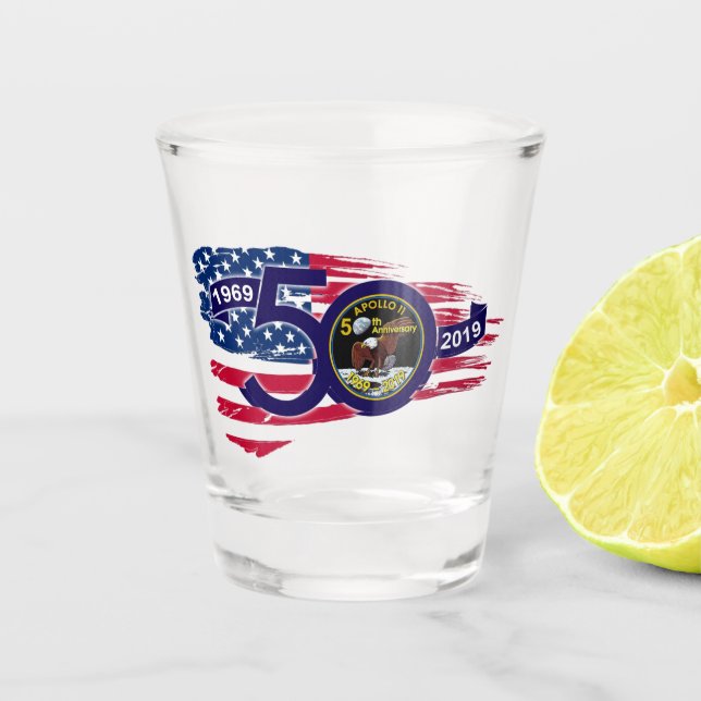 Copo De Shot Aniversário 1969 - 2019 de Apollo 11 50th (Frente)