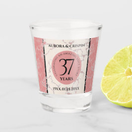 Copo De Shot Aniversário Casado Elegante 37.º Alabastro