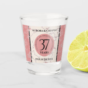 Copo De Shot Aniversário Casado Elegante 37.º Alabastro