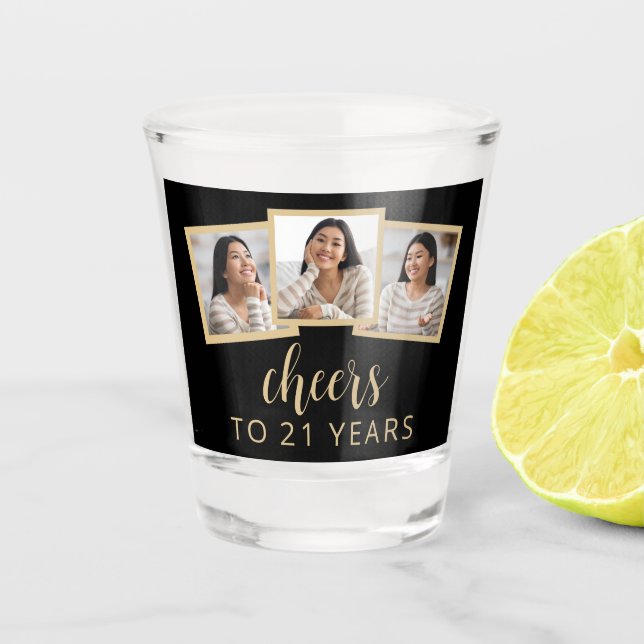 Copo De Shot aniversário de 21 anos 3 Foto de torcida de script (Frente)