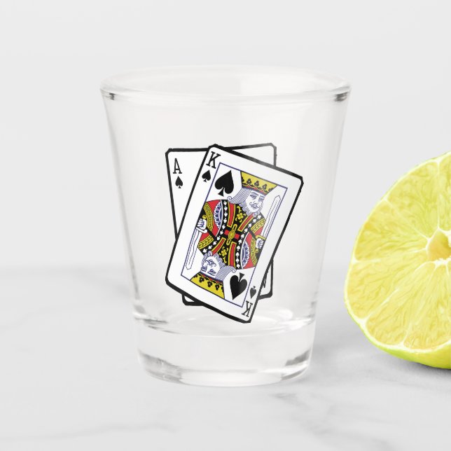 Copo De Shot Aniversário de 21 anos Ace & King of Spades (Frente)