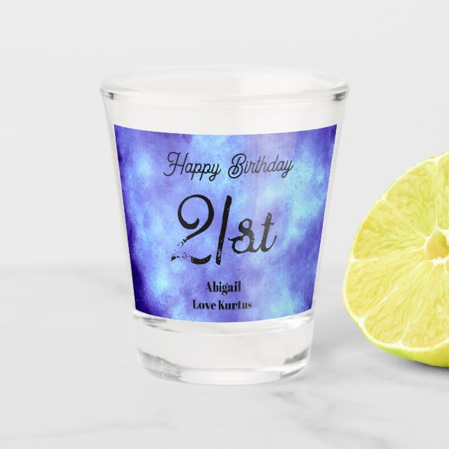 Copo De Shot aniversário de 21 anos Blue Storm Cloud Effect Gla (Frente)