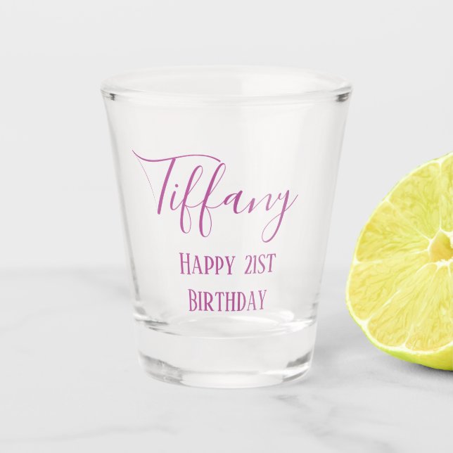 Copo De Shot Aniversário de 21 anos roxo (Frente)