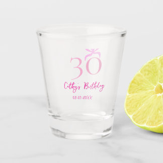 Copo De Shot ANIVERSÁRIO DE 30 ANOS laço rosa PASTEL DESENHADO 
